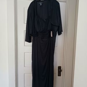 R&M Richards 2 pc long black formal gown w/ jacket